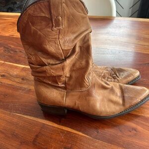 Vintage Dingo Men's Tan Leather Boots slouchy cowboy boots western